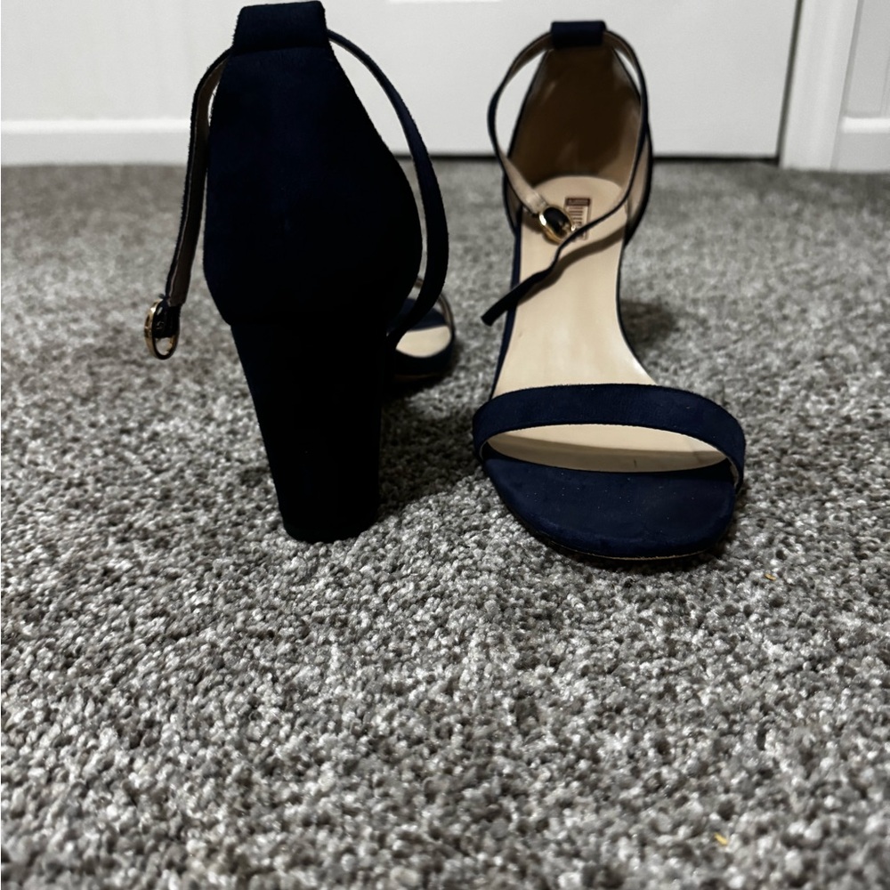 IDIFU Dark Blue Suede Women's Heels